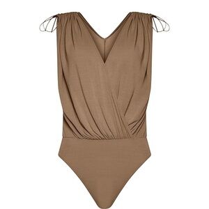 Brown V-Neck Bodysuit